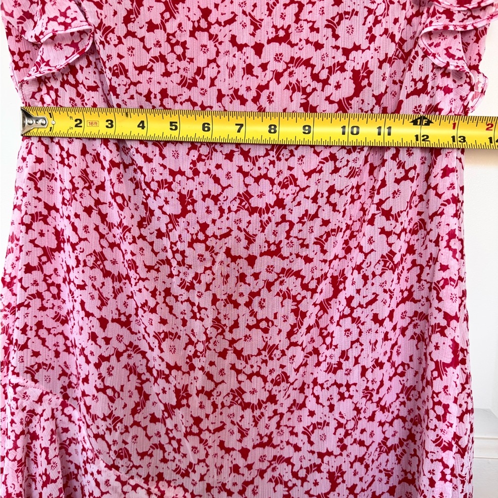 LAUREN Ralph Lauren Dress, Size 2P Red with White Flowers Ruffle Skirt - Picture 12 of 13